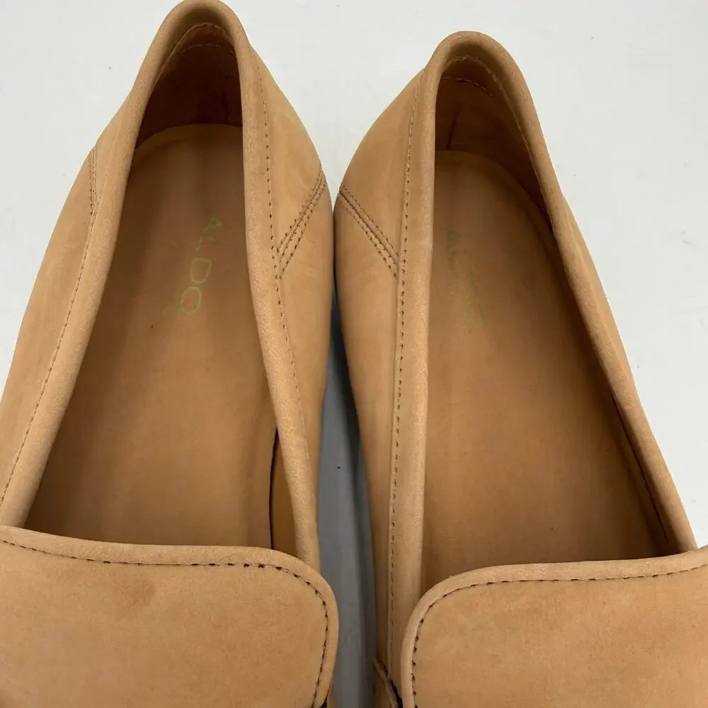 Aldo Men's Tan Leather Slip On Buckle Loafers Size 11